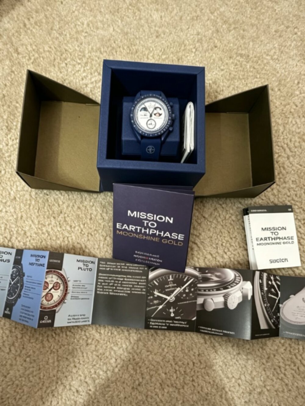 OMEGA x Swatch Mission to Earthphase Moonshine Gold Snoopy Blue